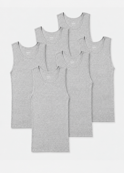 Premium Ultra-Soft Cotton Fitted Tank 6 Pack